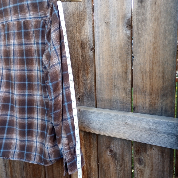 Weatherproof Vintage Men's Flannel Button- Size M Brown and Blue Plaid - Picture 7 of 7